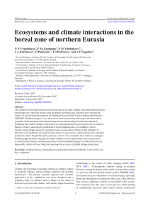 Ecosystems and climate interactions in the boreal zone of northern