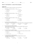 Unit 8 Review – Systems of Linear Equations