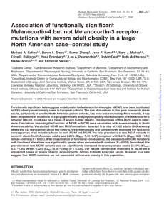 Association of functionally significant Melanocortin