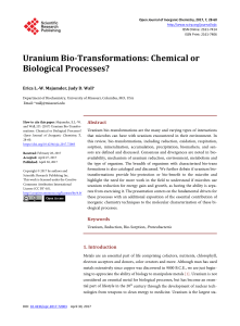 Uranium Bio-Transformations: Chemical or Biological Processes?