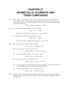 CHAPTER 21 NONMETALLIC ELEMENTS AND THEIR COMPOUNDS