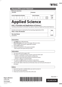 Additional sample assessment material - Unit 1 Principles