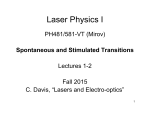 Laser Physics I