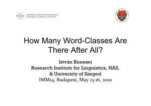 How Many Word-Classes Are There After All?
