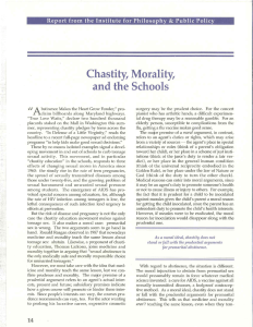Chastity, Morality, and the Schools