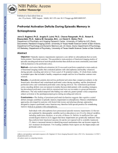 Prefrontal Activation Deficits During Episodic Memory in