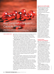 Key Considerations in Capsule Filling