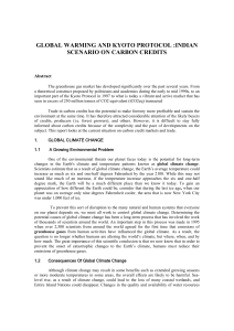 global warming and kyoto protocol :indian scenario on carbon credits