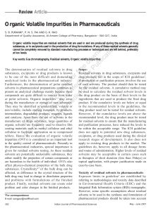 Organic Volatile Impurities in Pharmaceuticals