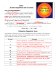 Unit 6 Chemical Equations and Reactions Balancing Equations