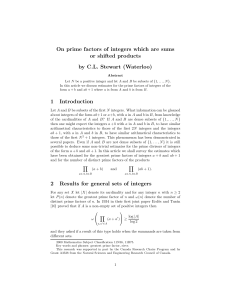 On prime factors of integers which are sums or shifted products by