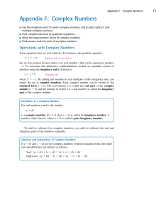 Appendix F: Complex Numbers