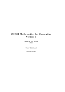 CIS102 Mathematics for Computing Volume 1