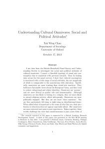 Understanding Cultural Omnivores: Social and Political Attitudes∗