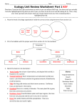 Ecology Unit Review Worksheet