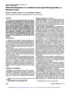 Differential Regulation of a-Lactalbumin and