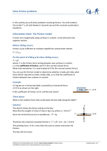 Solve friction problems Information sheet The friction model