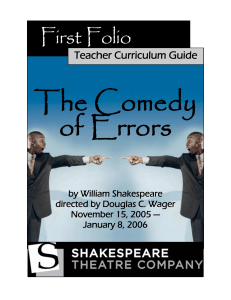 The Comedy of Errors Entire First Folio