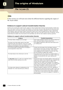 The Aryans (2) Aim 1 The origins of Hinduism