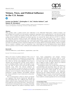 Virtues, Vices, and Political Influence in the U.S. Senate