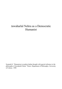 Jawaharlal Nehru as a Democratic Humanist