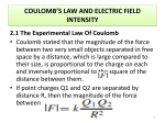 COULOMB`S LAW AND ELECTRIC FIELD INTENSITY