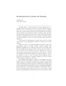 Introduction to Ethics for Teaching