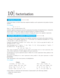 Factors oF aLgebraic eXpressions