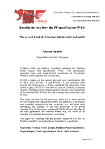 Benefits derived from the FF specification FF-831