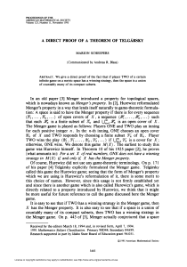 A DIRECT PROOF OF A THEOREM OF TELGÁRSKY TWO wins the