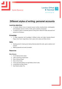 Different styles of writing: personal accounts