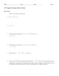 ACP Algebra II Summer Review Packet