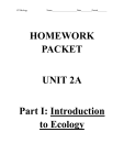 HOMEWORK PACKET UNIT 2A Part I: Introduction to Ecology