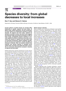 Species diversity: from global decreases to local increases
