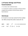 1.9 Factor Strings and Prime Factorizations