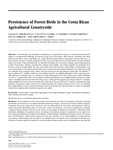 Persistence of Forest Birds in the Costa Rican Agricultural Countryside