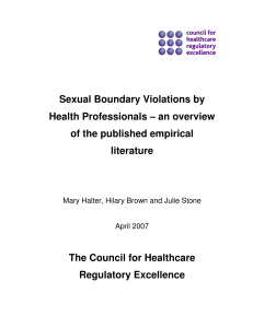 Sexual Boundary Violations 2007 - Professional Standards Authority