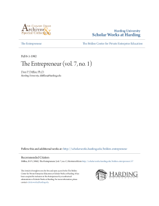 The Entrepreneur (vol. 7, no. 1) - Scholar Works at Harding University