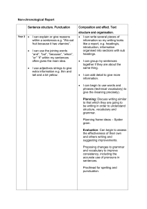 Non-chronological Report Sentence structure. Punctuation