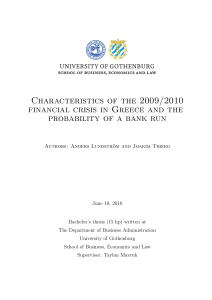 Characteristics of the 2009/2010 financial crisis in Greece