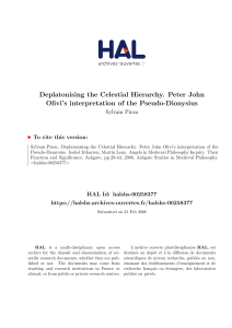 Deplatonising the Celestial Hierarchy. Peter John Olivi`s - Hal-SHS