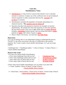Unit 10A Stoichiometry Notes