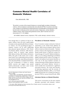 Common Mental Health Correlates of Domestic Violence