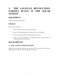 3. the galilean revolution: earth`s place in the
