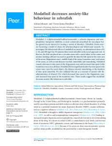 Modafinil decreases anxiety-like behaviour in zebrafish