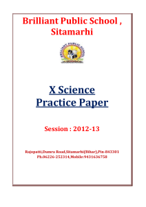 X Science Practice Paper - Brilliant Public School Sitamarhi