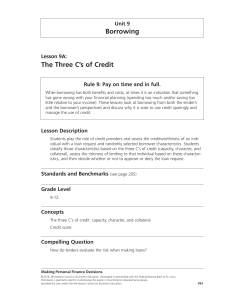 MPFD Lesson 9A: The Three C`s of Credit