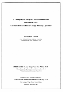 A Demographic Study ofAloe dichotoma in the Succulent Karoo: Are