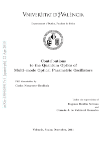 Contributions to the Quantum Optics of Multi