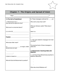 Chapter 7- The Origins and Spread of Islam